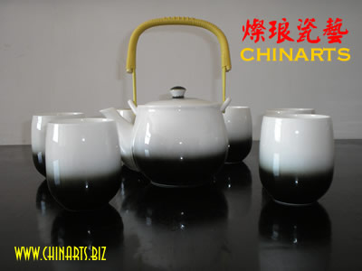 黑白七彩釉茶具
