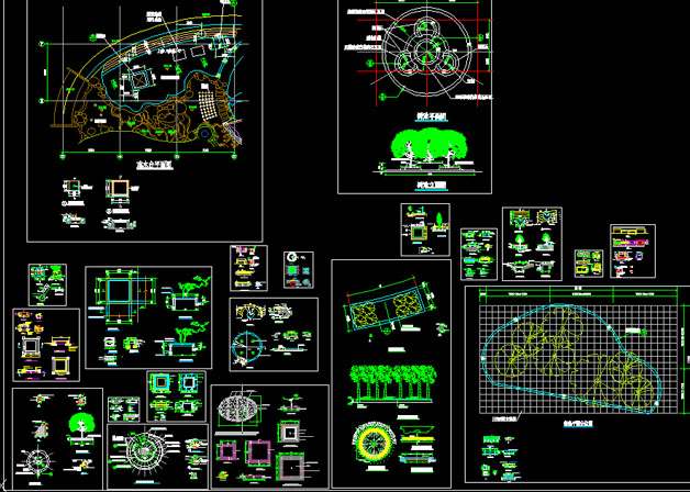 景观树池设计 树池座椅 座凳 花钵 花池类设计方案与施工大样图