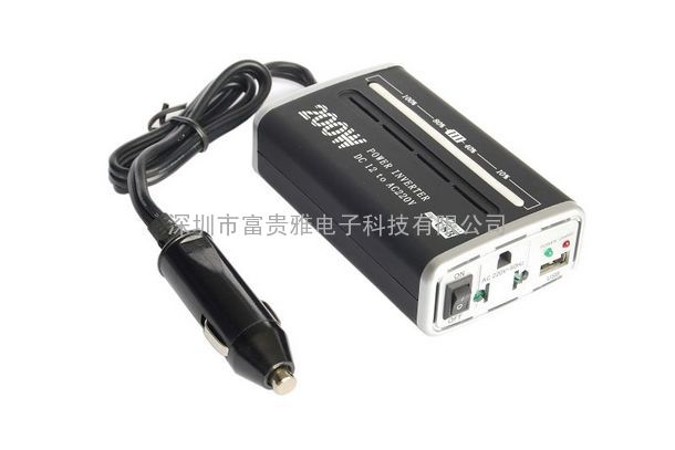 厂家供应车载逆变器200W  带电量显示+USB接口