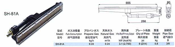 日本振英瓦斯红外线燃烧器 谢芬105