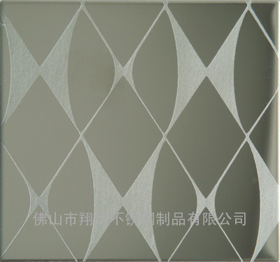 彩色不锈钢蚀刻板，不锈钢镜面板蚀刻鱼鳞纹装饰板