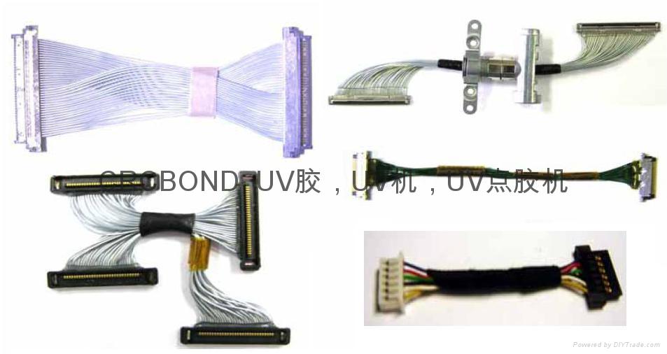 電腦軟排線，電子線束，LCD連接器加固用UV膠