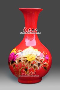 景德镇陶瓷花瓶彩瓷装饰小花瓶麦秆画陶瓷赏瓶