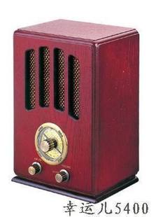 仿古收音机-复古装饰品 双波段红色实木收音机 送礼收藏家饰佳品