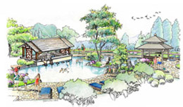 广州沐方温泉设计 专业景园设计  景观设计方案  小区景观设计