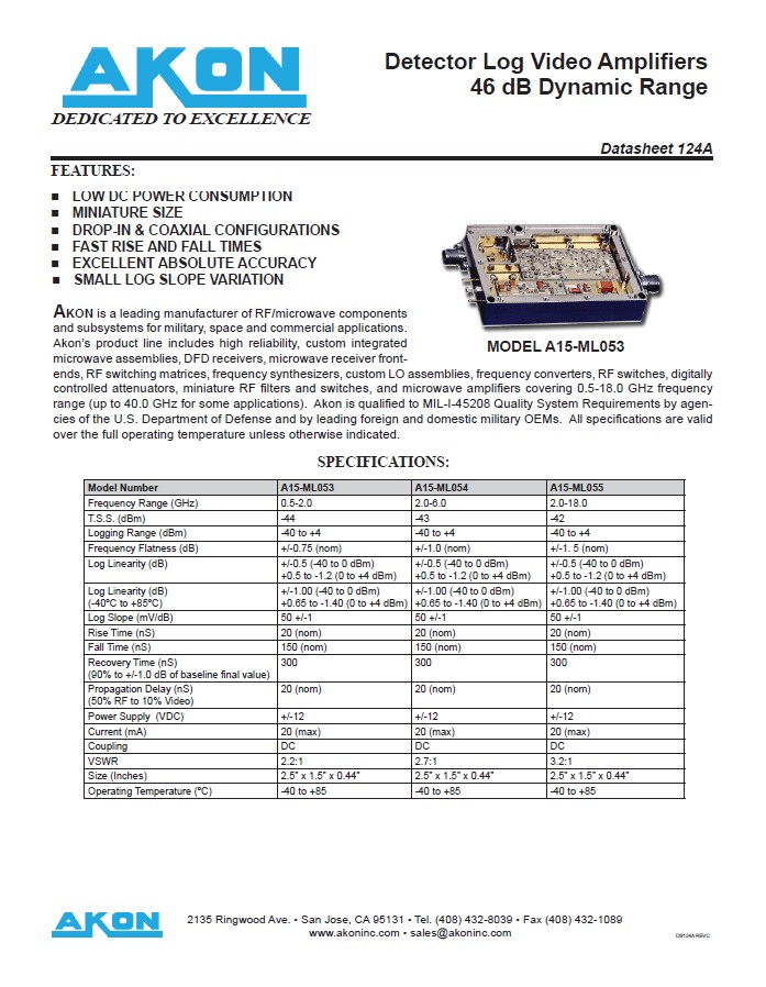 检波对数视频放大器（DLVA）0.5-18GHz