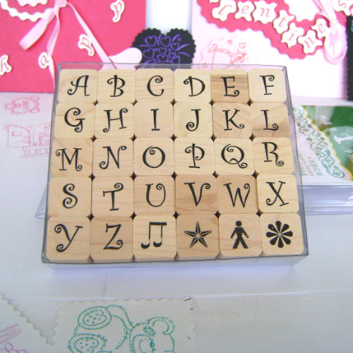 创意英文大写字母 套装系列印章 木质印章TZZM0004