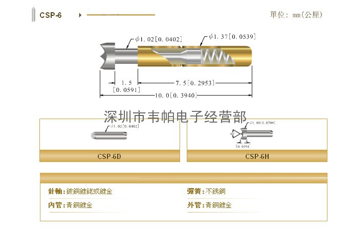 中国探针CSP-6测试针CCP