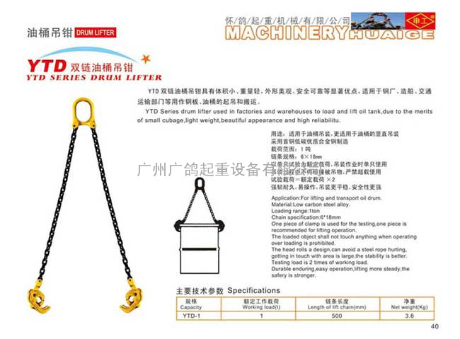 双链油桶吊钳YTD 好质量油桶吊钳 高质量低价格