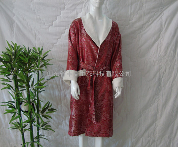 竹纤维织锦缎双层睡袍