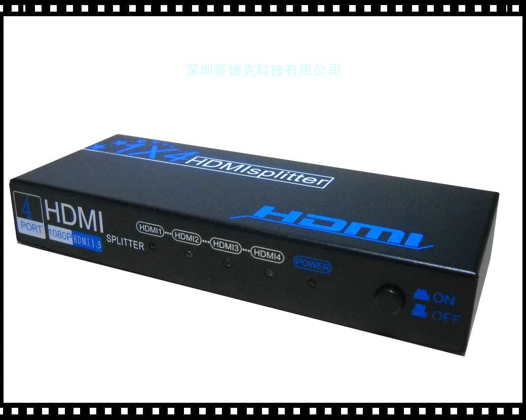 迷你型HDMI分配器一分四，hdmi分配器一进四出，HDMI分屏器1*4，HDMI分频器一分四，四口