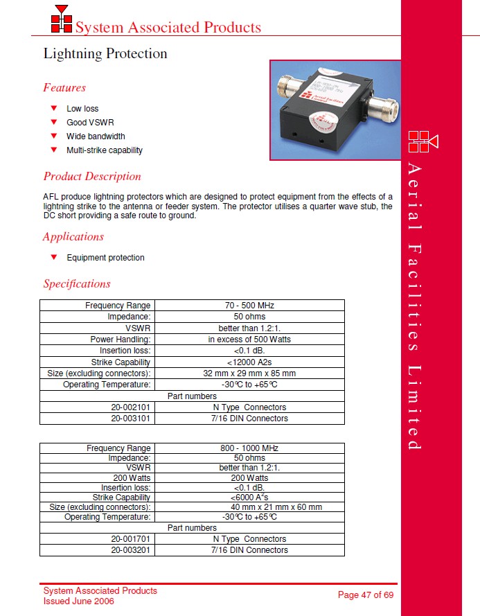 避雷器70-1000MHz