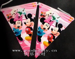 生日用品/挂旗/条幅横幅米老鼠Mickey Mouse纸制米奇米妮三角旗