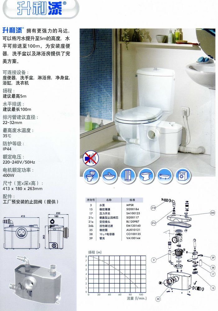 升利保污水提升器上海代理管道排污泵