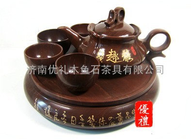 木鱼石优质茶具，高档木鱼石茶具