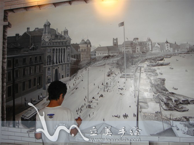 上海各种公共场所墙绘，上海立体画，上海涂鸦