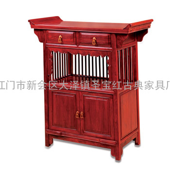 中式红木家具 红檀梳子茶水柜