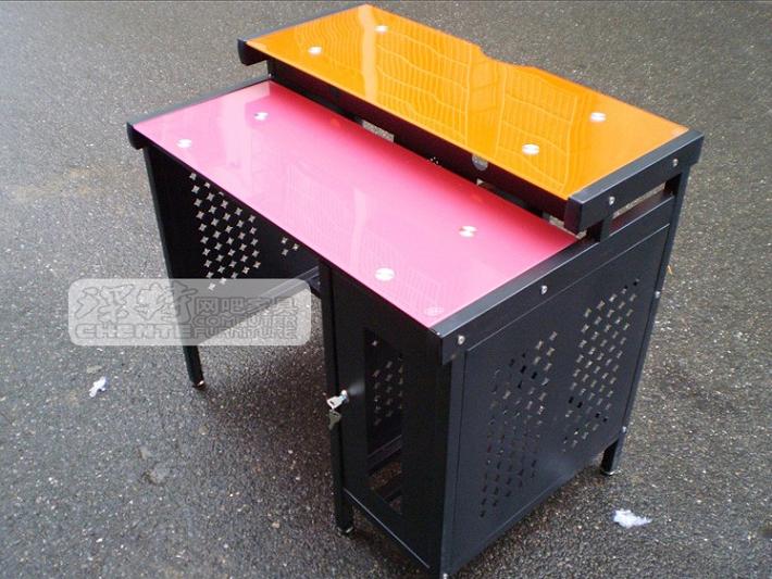 Z108双层不锈钢电脑桌|学校电教桌|网吧桌