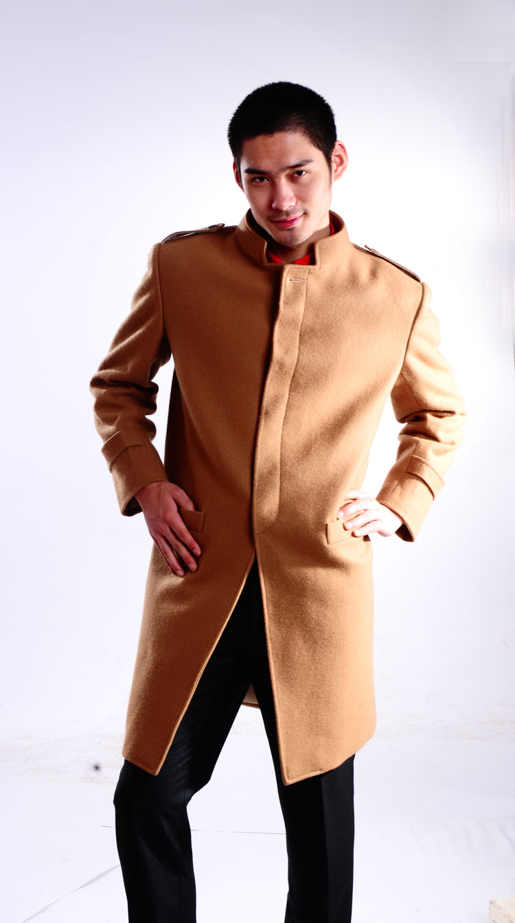 2011新款 天诗秋冬季 个性修身大气 大衣男时尚风衣 量身现做黄色