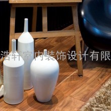 宝齐莱 现代简约 陶瓷花瓶装饰摆件 欧式创意摆设工艺品 白色T35