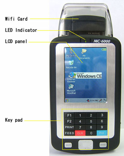 MC6000  无线移动收款机 POS机 点菜机 收银机 扫描机 内置打印机