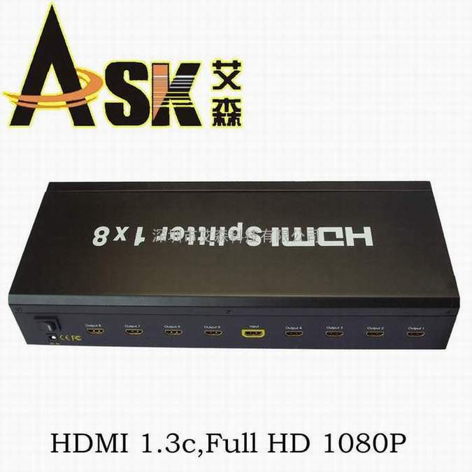 hdmi splitter 1x8 高清HDMI分配器一进八出 shenzhen厂家--ASK郭超