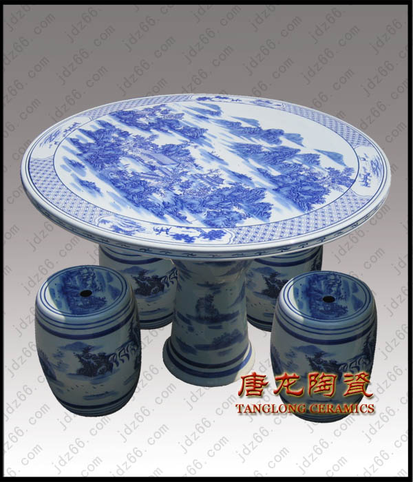 生产销售陶瓷桌凳，商务礼品陶瓷桌凳，