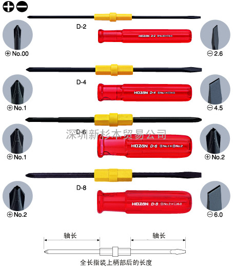 HOZAN可替换起子D-2/D-4/D-6/D-8