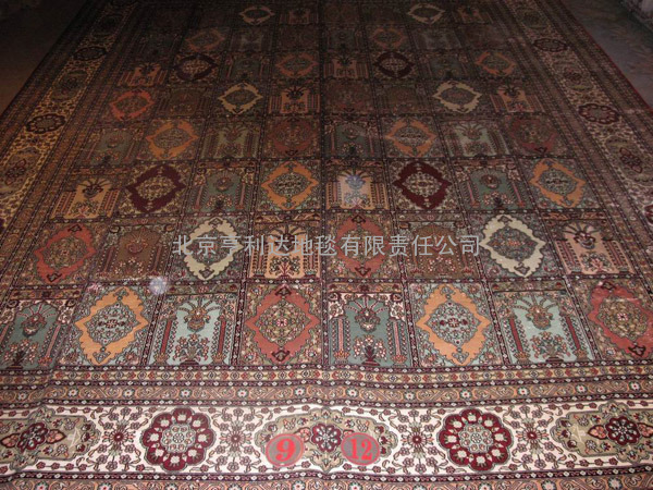 厂家直销高档欧式大客厅地毯，手工真丝波斯地毯9x12英尺北京