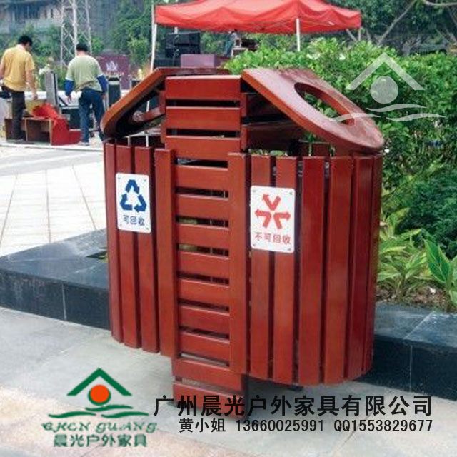 花园庭院拉圾桶 户外拉圾桶 广州木制拉圾桶