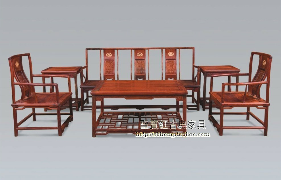 广东古典红木家具红酸枝官帽椅沙发