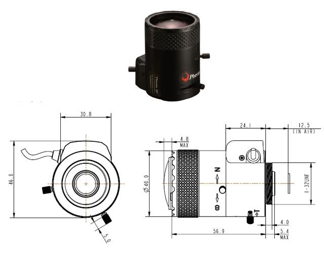 凤凰PVT26M13IR 1/3&quot; 2.6-13mm 手动光圈镜头