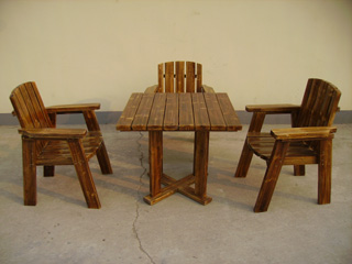 天津防腐木桌椅，户外木制桌椅，实木桌椅，碳化木桌椅