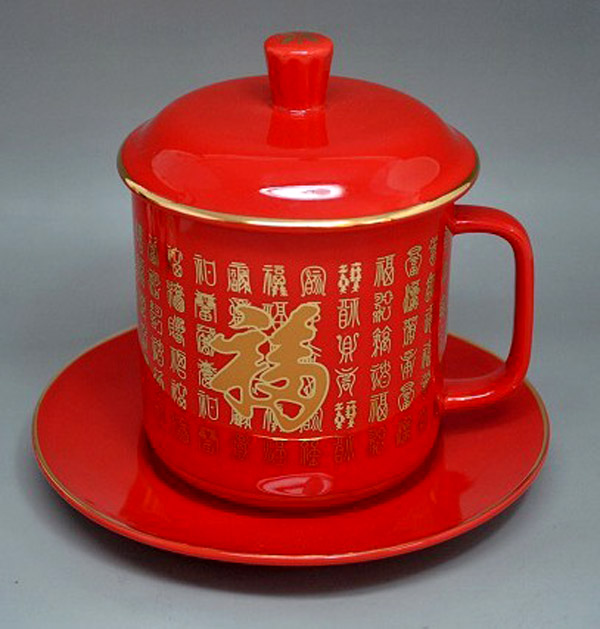红瓷茶杯，礼品茶杯，活动纪念杯