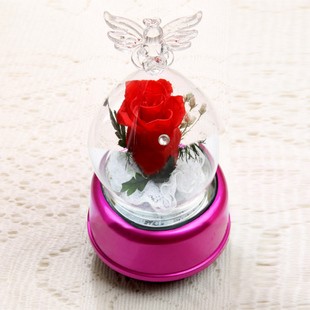 天使瓶保鲜玫瑰花旋转音乐盒