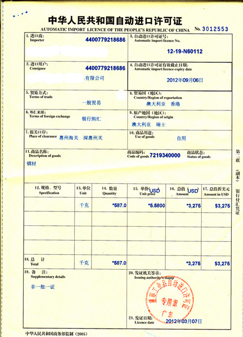 钢板进口许可证怎么办理｜需要的资料