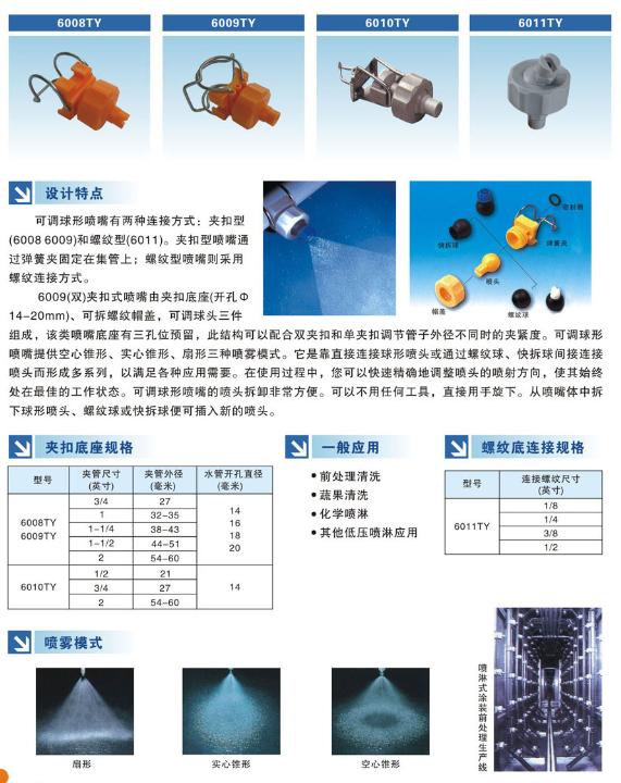 供应前处理清洗喷淋喷嘴，淋雨实验喷嘴，可调球形快拆喷嘴