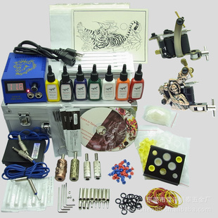 K222厂家直销纹身学员套装 出口套装tattoo kit 色料 电源 纹身机