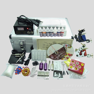 供应外贸纹身套装K225厂家直销纹身学员套装 大铝箱 tattoo kit