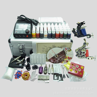 供应外贸纹身套装K226厂家直销纹身学员套装 大铝箱 tattoo kit