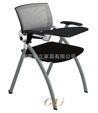 供应网布培训椅带可旋转写字板铝合金连接件培训台办公座椅公共座椅