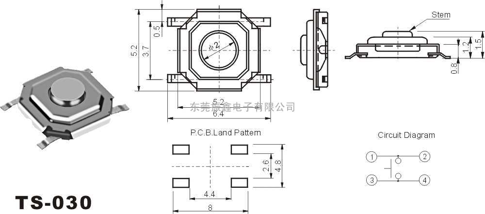 轻触开关TS-030www.82011159.com