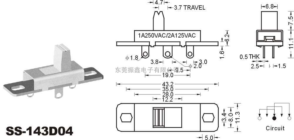 拨动开关SS-143D04www.82011159.com