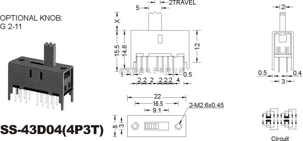 拨动开关SS-43D04www.82011159.com