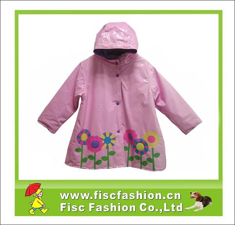 Girls Shiny PVC Raincoat Jacket