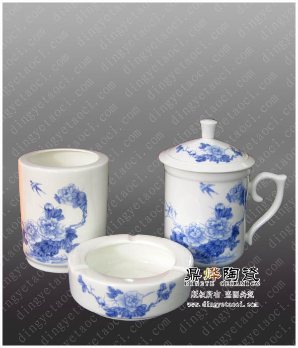 陶瓷茶杯办公三件套定制 礼品促销广告茶杯 饮料杯子