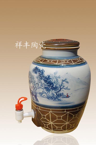 青花陶瓷酒瓶醉酒八仙图手工绘画陶瓷酒瓶