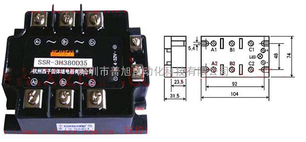 三相交流固体继电器/固态继电器SSR-3H380D35杭州西子