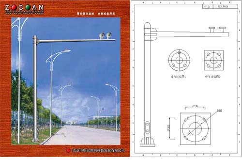 交通信号杆北京中创安监控立杆道路灯红外立杆