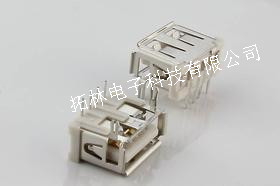 USB 2.0母座连接器A型短体鱼叉脚90度插板式/厂家